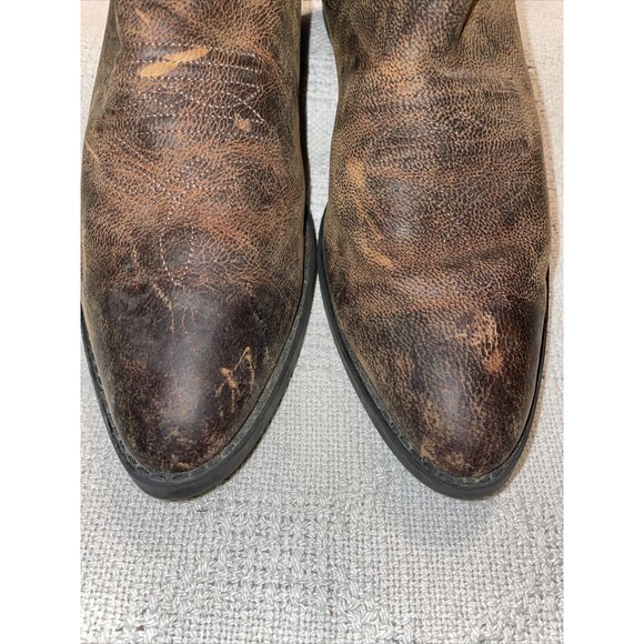 Old West Western Boots Womens Size 6.5 Medium Brown Gray Leather Pull On Cowgirl - Picture 7 of 12